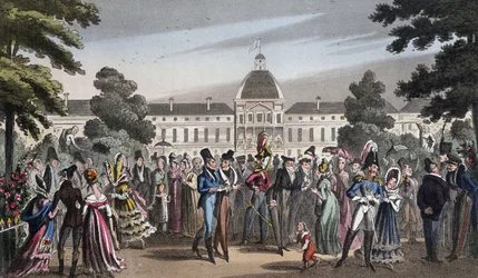 Promenade im Jardin des Tuileries - in "Life in Paris" von David Carey, London