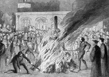 Die Verbrennung von Edward Underhill auf Tower Green, 1840