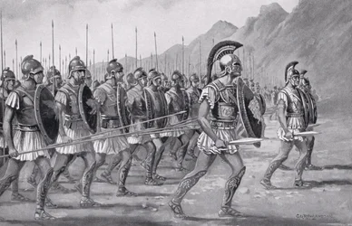 Eine makedonische Phalanx, Illustration aus „Hutchinson