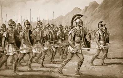 Eine makedonische Phalanx, Illustration aus „Hutchinson