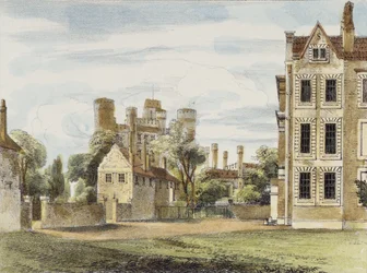 Neuer Palast, aus dem Garten der Königin, Tafel 4 aus Kew Gardens: Eine Serie von vierundzwanzig Zeichnungen auf Stein, graviert von Charles Hullmandel (1789-1850), veröffentlicht 1820