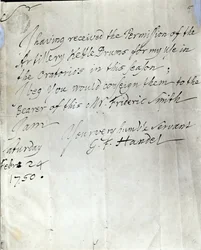 Brief von George Frederick Handel vom 24. Februar 1750