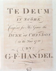 Titelseite der Partitur von Te Deum von G F Handel