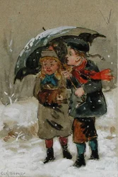 Kinder spielen im Schnee