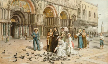 Die Tauben von St. Markus, Venedig, Italien, 1876