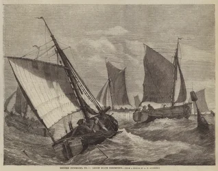 Britische Fischereien, Nr. 6, Leigh-Boote beim Garnelenfang