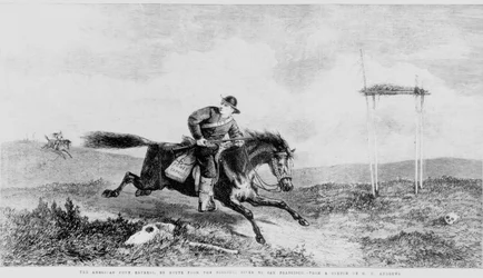 Der amerikanische Pony Express, auf dem Weg vom Missouri River nach San Francisco