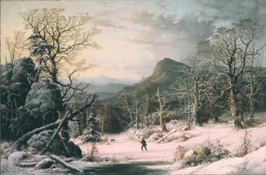 Jäger im Winterwald