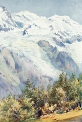 Mont Blanc vom Ruskin-Stein (Farblithographie)