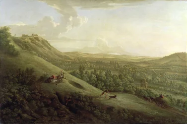 Ein Blick auf Boxhill, Surrey, mit Dorking in der Ferne