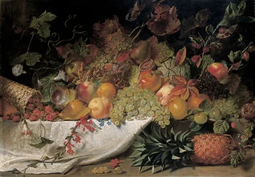 Obst und Blumen auf einem Steinsims, 1829