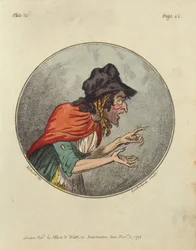 Karikatur einer alten Frau, geätzt von Isaac Cruikshank
