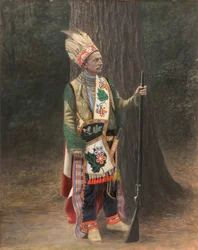 Weißer Mann im Chippewa-Kostüm