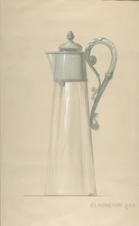 Entwurf für Glas- und Silberwasserkrug mit Deckel