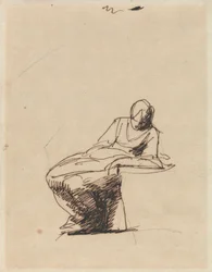 Eine sitzende Frau