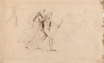 Apollo, Diana und Reiter für Der Tod der Kinder der Niobe