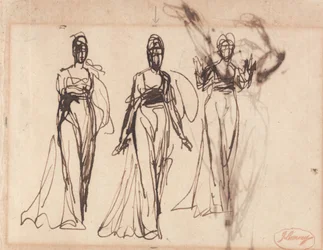 Drei Studien einer stehenden Frau, möglicherweise Lady MacBeth