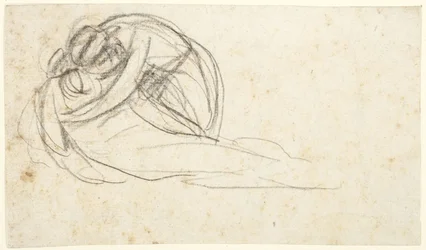 Frau umarmt liegende Figur (verso: untere Hälfte von zwei stehenden Figuren)