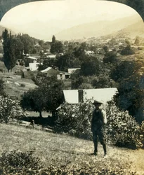 Vogelperspektive von Wandiligong, Victoria, Australien, ca. 1909