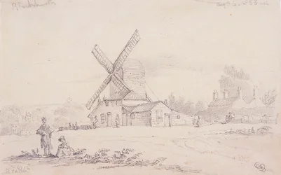 Ansicht der Mühle mit einer Windmühle auf Blackheath, Greenwich, London, 1833