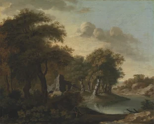Eine Ansicht in der Nähe von Arundel, Sussex, mit Ruinen am Wasser