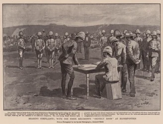 Beschwerden anhören, mit dem Essex-Regiments-Ordensraum in Bloemfontein