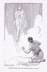 Durch den Schleier sah sie auf ihn herab, aus The Heroes, veröffentlicht von George Allen und Unwin 1929