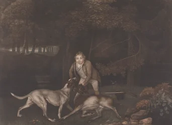 [Freeman, Hüter des Earl of Clarendon, mit einem Hund und einer verwundeten Hirschkuh]: nach Stubbs