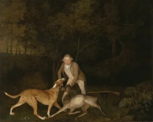 Freeman, der Wildhüter des Earl of Clarendon, mit einem sterbenden Reh und Hund