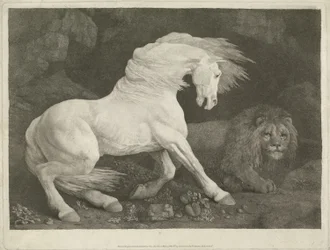Das Pferd und der Löwe, 1770 (Mezzotinto)