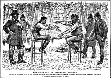 George du Maurier Karikatur über die Wiederbelebung des Mesmerismus. Aus Punch, London, 4. Dezember 1883