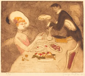 Frau beim Abendessen