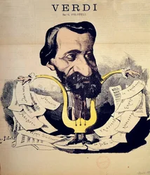 Karikatur des Komponisten Giuseppe Verdi von Pilotell