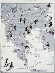 Der Balkankrieg: Karte des Kriegsschauplatzes - in "La Vie Parisienne" vom 26.10.1912