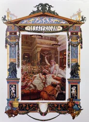 Frontispiz des Werkes von Petronius Arbiter: Das Satyrikon. Illustration von Georges-Antoine Rochegrosse (1859-1938) von 1902. Mailänder.