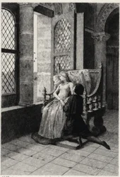 Illustration von Georges Antoine Rochegrosse für „Die Burggrafen“ (erster Teil - Szene III), historisches Drama von Victor Hugo