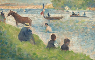 Pferd und Boote (Studie für "Badegäste in Asnières")