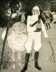 Leopold II. und Cléo de Mérode singen ein Operettenduett, 1904