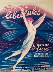 Plakat für Tanz der Libellen, Operette, französische Adaption von Roger Ferreol und Max Eddy, Musik von Franz Lehar, Max Eschig Verlag, Paris