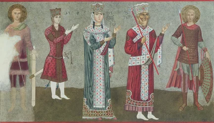Kopie eines Freskos, das Königin Thamar (1184-1213) und ihren Vater König Grigori III. (1156-1184) darstellt