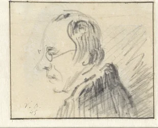 Profil eines Mannes mit Brille, nach links