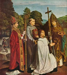 Kanonikus Bernardijn Salviati und drei Heilige, 1501