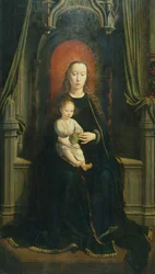 Thronende Madonna mit Kind oder Madonna der Trauben, zentrale Tafel des Cervara-Altarbildes
