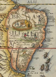Karte von Südamerika, 1593 (beschnitten)