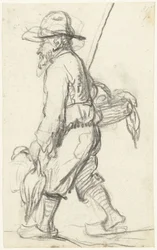 Jäger mit einem Korb voller Enten