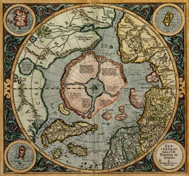 Septentrionalium Terrarum Descriptio (Karte der nördlichen Hemisphäre), um 1595