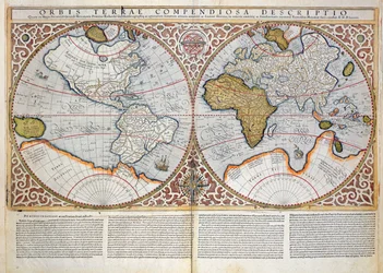 Doppel-Hemisphären-Weltkarte, 1587
