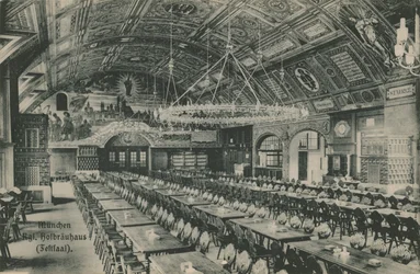 München, Hofbräuhaus. Postkarte gesendet am 11. März 1913.