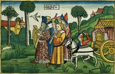 David bringt die Bundeslade nach Jerusalem, aus der Nürnberger Bibel (Biblia Sacra Germanaica)