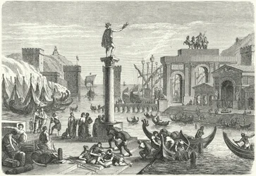 Ein römischer Hafen (Stich)